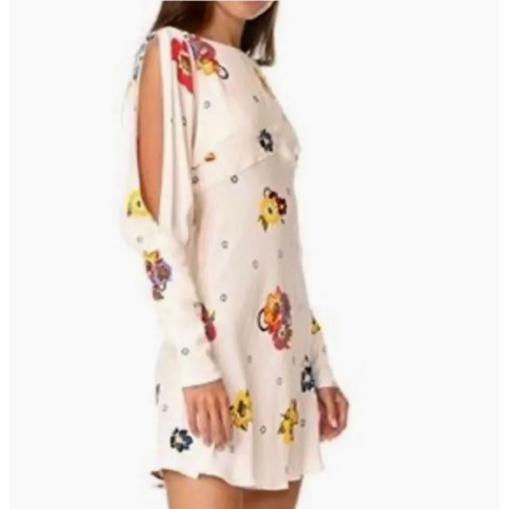 Free People Sunshadows Mini Dress Ivory Combo Boho Y2K  Hippie Indie Sz 4 $148